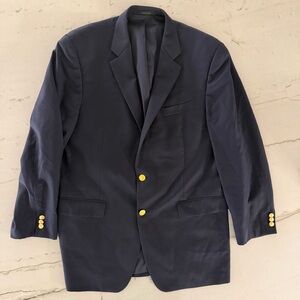 Lauren Ralph Lauren Mens Wool Blazer 42L Navy Blue Sport Coat Suit Gold Button